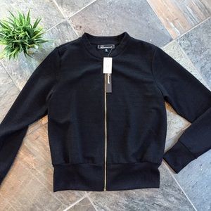 Black dressy gold zipper jacket, size M